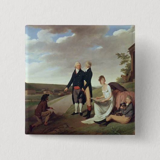 Christophe-Philippe Oberkampf en familie Vierkante Button 5,1 Cm (Voorkant)