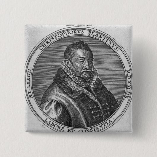 Christophe Plantin Vierkante Button 5,1 Cm (Voorkant)