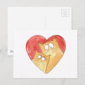 Christopher Cat en Hugh in het hart Briefkaart (Voorkant / Achterkant)