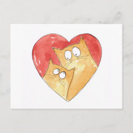 Christopher Cat en Hugh in het hart Briefkaart