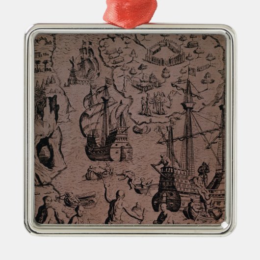 Christopher Colombus ontdekt de eilanden Metalen Ornament (Voorkant)