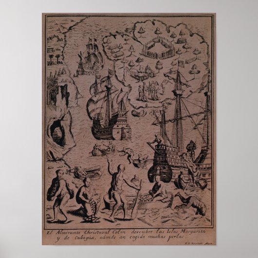 Christopher Colombus ontdekt de eilanden Poster (Voorkant)