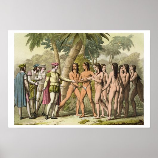 Christopher Columbus (1451-1506) met Hernando Cor Poster (Voorkant)