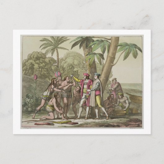 Christopher Columbus (1451-1506) met Native Ameri Briefkaart (Voorkant)