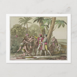 Christopher Columbus (1451-1506) met Native Ameri Briefkaart