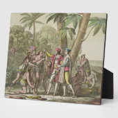 Christopher Columbus (1451-1506) met Native Ameri Fotoplaat (Zijkant)