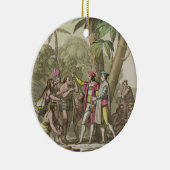 Christopher Columbus (1451-1506) met Native Ameri Keramisch Ornament (Rechts)