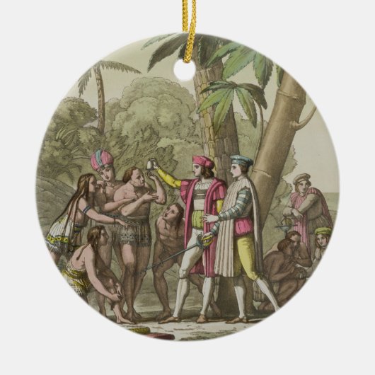 Christopher Columbus (1451-1506) met Native Ameri Keramisch Ornament (Voorkant)