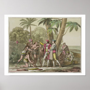 Christopher Columbus (1451-1506) met Native Ameri Poster