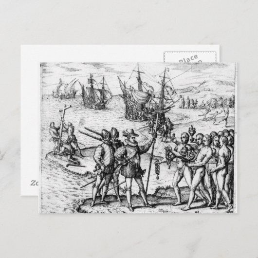 Christopher Columbus die cadeaus ontvangt Briefkaart (Voorkant / Achterkant)