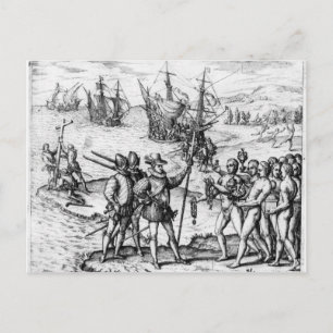 Christopher Columbus die cadeaus ontvangt Briefkaart