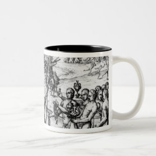 Christopher Columbus die cadeaus ontvangt Tweekleurige Koffiemok