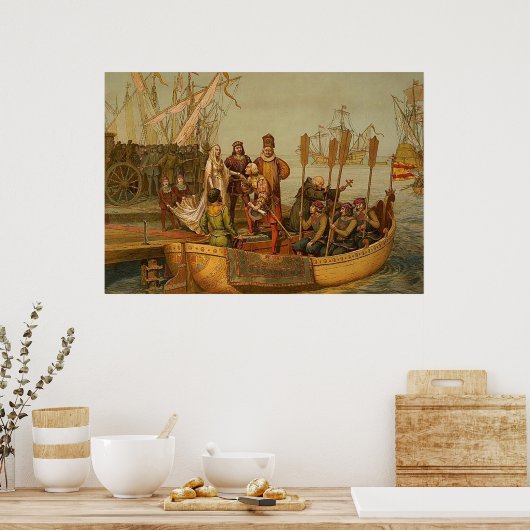 Christopher Columbus die Spanje verlaat Poster (Keuken)