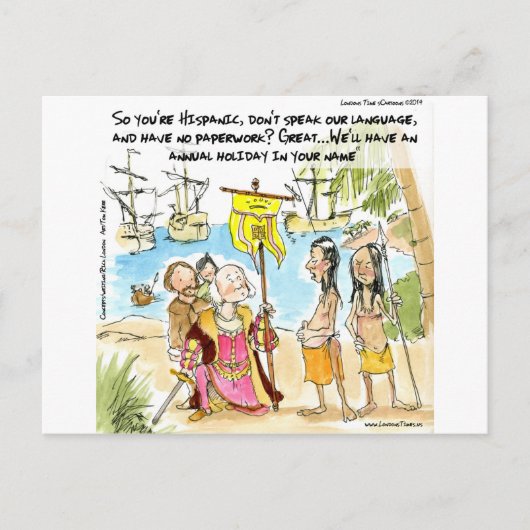 Christopher Columbus Emigreert Naar Amerika Grappi Briefkaart (Voorkant)