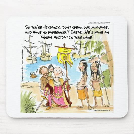 Christopher Columbus Emigreert Naar Amerika Grappi Muismat (Voorkant)