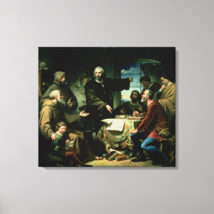Christopher Columbus in het klooster van la Canvas Afdruk