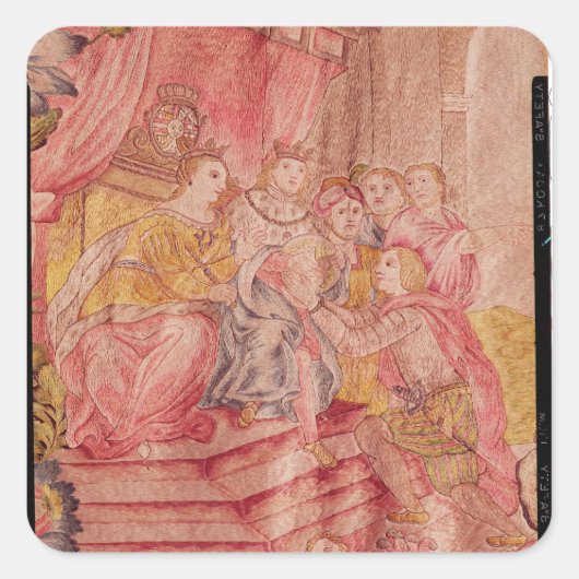 Christopher Columbus voor Ferdinand II Vierkante Sticker (Voorkant)