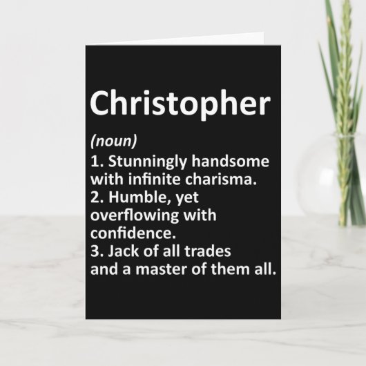 Christopher Definitie Gepersonaliseerde Naam Grapp Kaart (Voorkant)