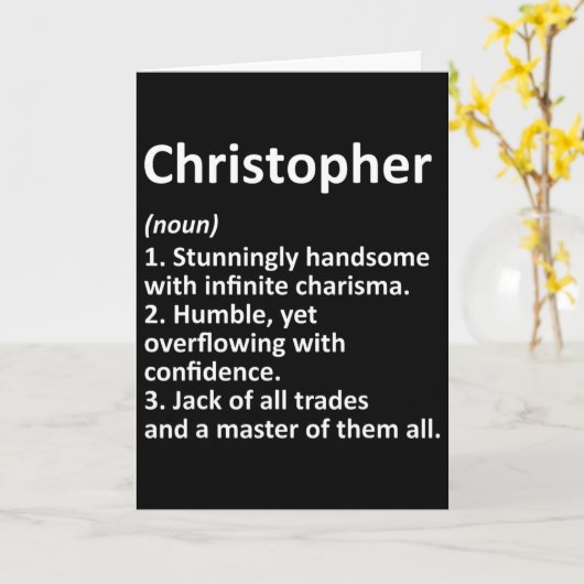 Christopher Definitie Gepersonaliseerde Naam Grapp Kaart (Gele Bloem)