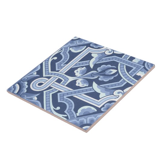 Christopher Dresser's Delft Blue Floral Pattern Tegeltje (Zijkant)