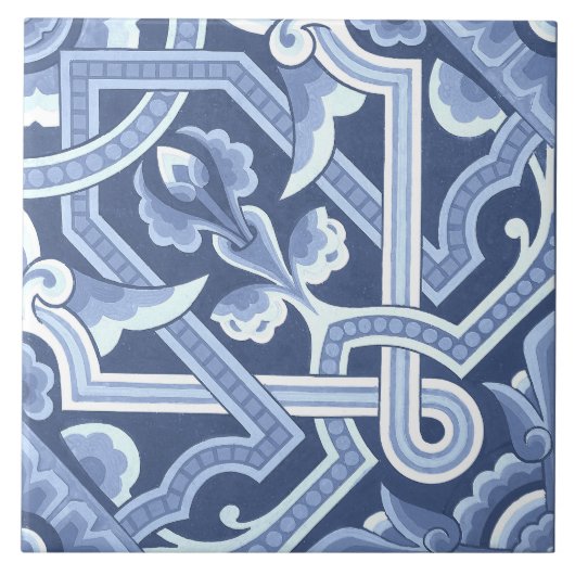 Christopher Dresser's Delft Blue Floral Pattern Tegeltje (Voorkant)