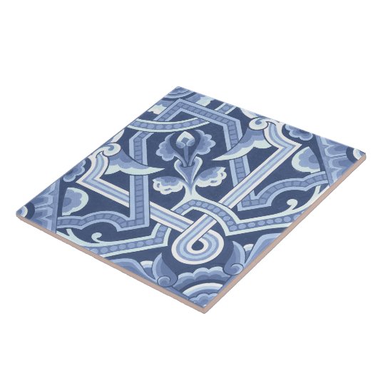 Christopher Dresser's Delft Blue Floral Pattern Tegeltje (Zijkant)