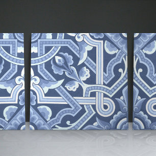 Christopher Dressers Delfts Blauwe Bloempatroon Tegeltje