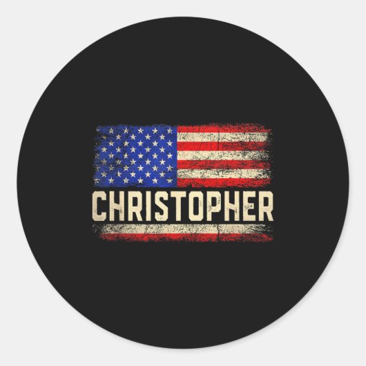 Christopher First Name Shirt Christopher Name Amer Ronde Sticker (Voorkant)