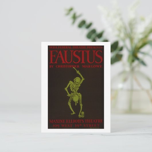 Christopher Marlowe Faustus Opera WPA Briefkaart (Staand voorkant)