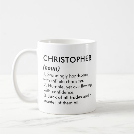 Christopher naam, Bewerkbare naam, Aangepaste naam Koffiemok (Links)