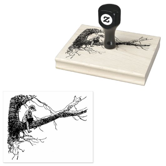 Christopher Robin zittend in een boom Rubberstempel (Gestempeld)
