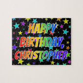 "CHRISTOPHER" voornaam, geun "HAPPY BIRTHDAY" Legpuzzel (Horizontaal)