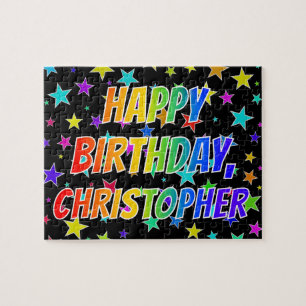 "CHRISTOPHER" voornaam, geun "HAPPY BIRTHDAY" Legpuzzel