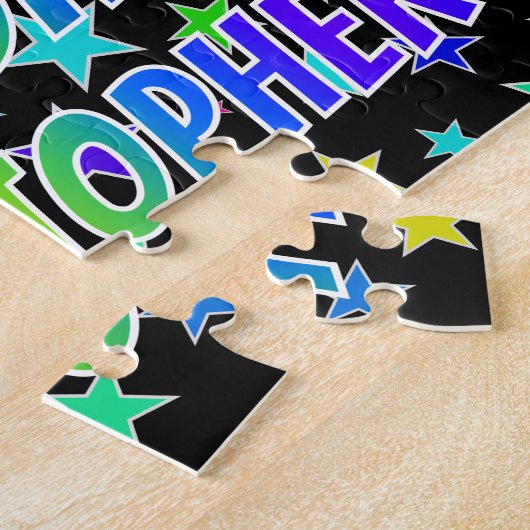 "CHRISTOPHER" voornaam, geun "HAPPY BIRTHDAY" Legpuzzel (Zijkant)