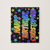 "CHRISTOPHER" voornaam, geun "HAPPY BIRTHDAY" Legpuzzel (Verticaal)