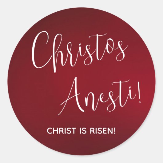 Christos Anesti! Christus is Risen! Red Classic Ro Ronde Sticker (Voorkant)