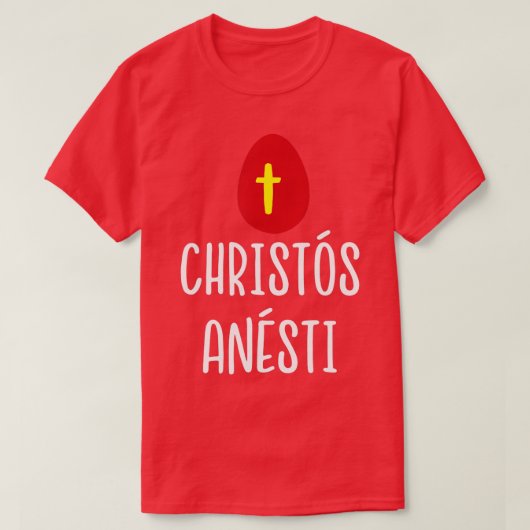 Christos Anesti Greek Easter Red Egg met kruis T-shirt (Design voorkant)
