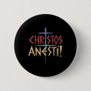 Christos Anesti Orthodoxe Christelijke Kruis Ronde Button 5,7 Cm