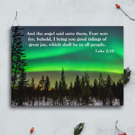 Christ's Birth Scripture Northern Lights Woodland Feestdagenkaart
