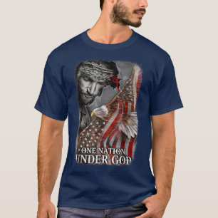 Christtian One Nation onder God Eagle American Jes T-shirt