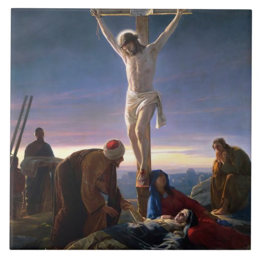 Christus aan het Kruis door Carl Bloch, Religieus Tegeltje (Voorkant)