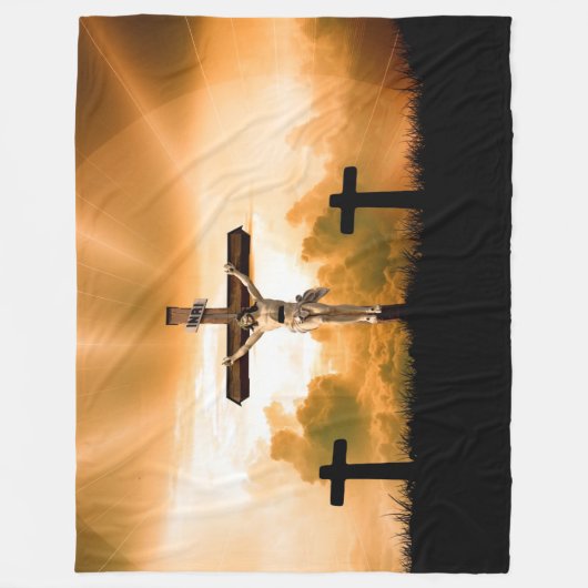 CHRISTUS AAN HET KRUIS FLEECE DEKEN (Voorkant)