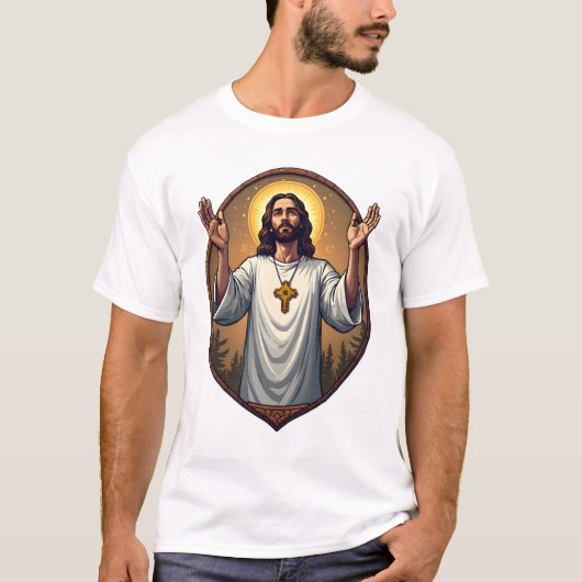 Christus Alpha Omega Gegraveerd Wit Shirt 2 (Voorkant)