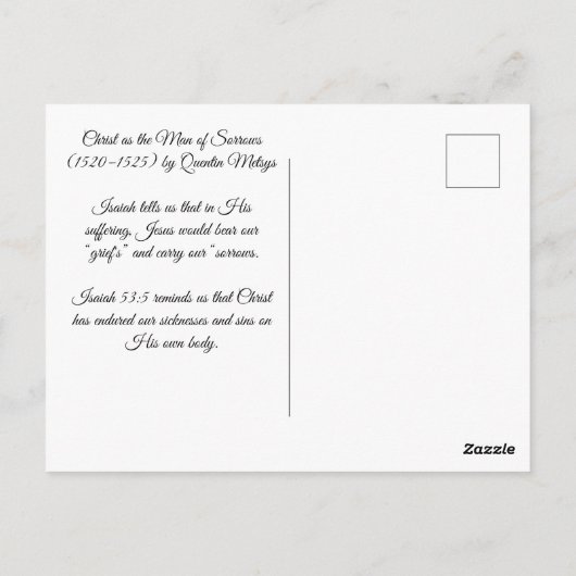 Christus als Man van Sorrows Briefkaart (Achterkant)