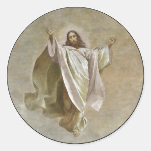 Christus Ascension to Heaven Observed by Apostles Ronde Sticker