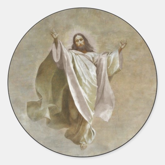 Christus Ascension to Heaven Observed by Apostles Ronde Sticker (Voorkant)