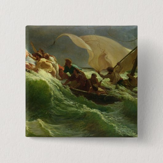 Christus Aslapen in zijn Boat Vierkante Button 5,1 Cm (Voorkant)