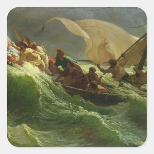 Christus Aslapen in zijn Boat Vierkante Sticker (Voorkant)