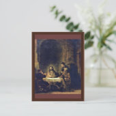 Christus bij Emmaus door Rembrandt Harmensz. Van R Briefkaart (Staand voorkant)