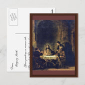 Christus bij Emmaus door Rembrandt Harmensz. Van R Briefkaart (Voorkant / Achterkant)